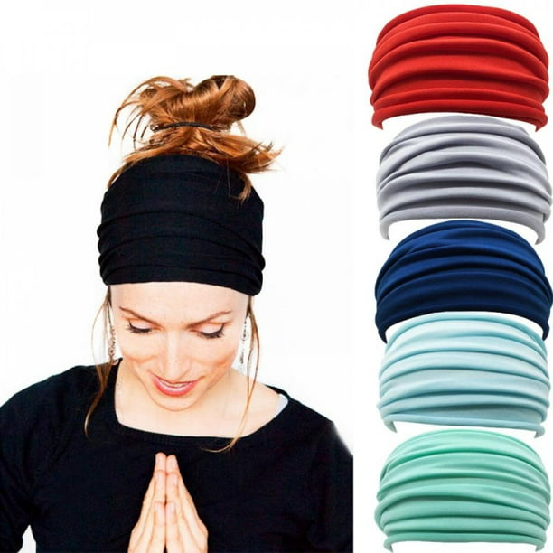 Women Ladies Wide Yoga Headband Stretch Hairband Elastic Hair Band Turban Gym